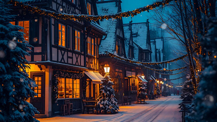 Winter Christmas Town Landscape