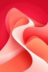 Abstract Ribbon-Like Forms In Shades Of Red Orange And White Creating Fluid Composition
