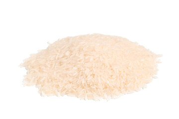 Heap of raw rice isolated on white background