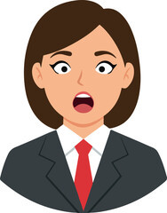 Pixelated Woman In Suit And Tie Looks Shocked With Open Mouth