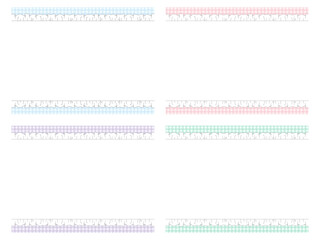かわいいフリルフレームのベクターイラストセット。ギンガムチェック、枠、ガーリー