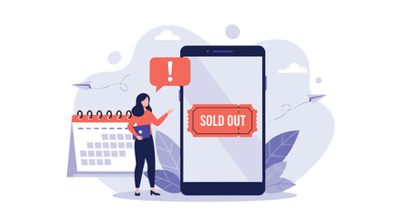 A person looking at a phone screen displaying sold out.