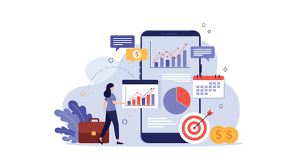 Business analytics and financial data analysis using digital tools for strategic planning.