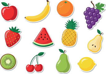 Vibrant Fruit Collection Apple, Banana, Orange, Grapes, Strawberry and More