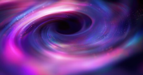 glowing purple and pink swirling vortex of light and sparkling particles around a dark center, a hypnotic cosmic spiral conveying motion, mystery and dreamy wonder
