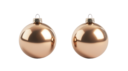 Two polished copper egg ornaments isolated on transparent background