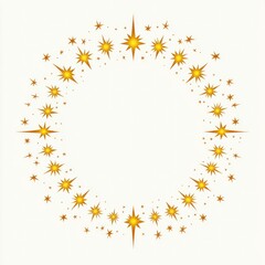 Obraz premium golden starburst wreath forming a circular sparkling frame with empty center, festive elegant and magical glow