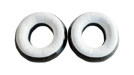 Pair of snow tubes overhead side by side ultra realistic high detail on transparent background