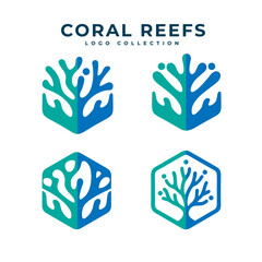 Coral Reef logo collection hexagonal rounded 