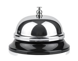 Shiny Silver Restaurant Bell on Black Base