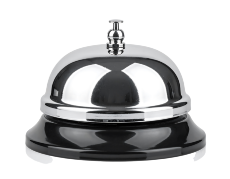 Shiny Silver Restaurant Bell on Black Base