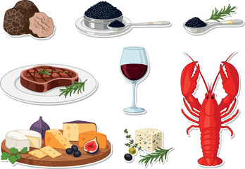 Fototapeta premium Culinary Delights Gourmet Food Icons for Fine Dining and Culinary Arts