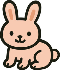 Illustration of Light Pink Cartoon Rabbit