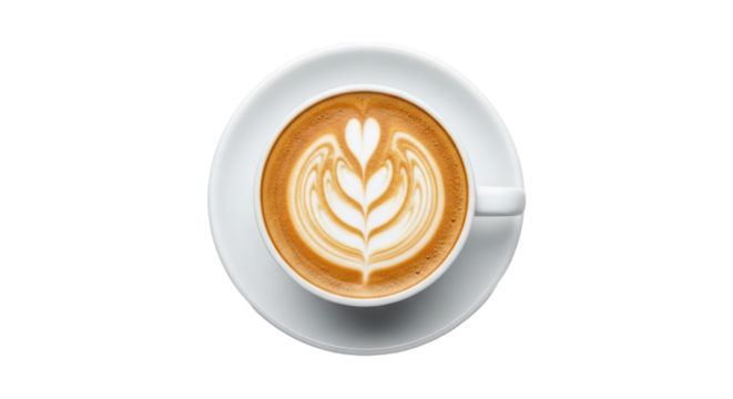 Closeup of Latte Art in Coffee Cup.