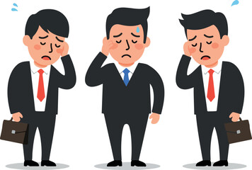 Pixel Art Three Men In Suits Showing Stress And Worry