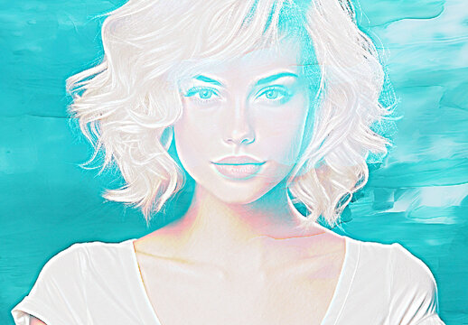 Aqua And White AI Paint Fusion Abstract Photo Effect