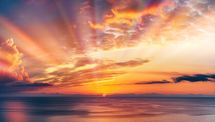 Fototapeta premium 夜明けの海,初日の出,日の出,朝日, AI生成画像