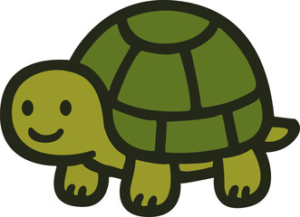 Illustration of a Cute Green Turtle