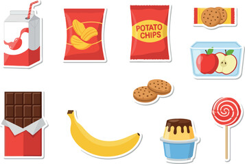 Collection of Snacks and Treats Stickers for Design Projects