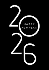 2026 Happy New Year design black modern minimalist 