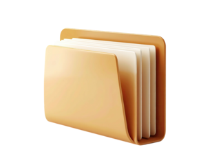 3D folder filled with papers, on a black background
