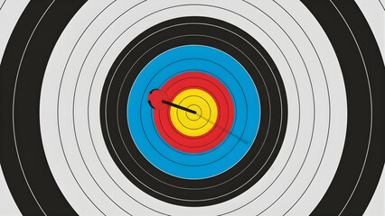 Close-up of an archery target with an arrow hitting the bullseye, symbolizing accuracy and precision