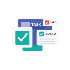 Task Management Cards and Checklist Icons, Project Organization and Productivity Concept