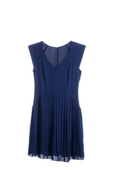 Obraz premium Stylish black dress hanging on rack against white background