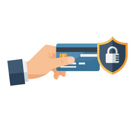 Secure Online Payment with  Card and Shield Icon