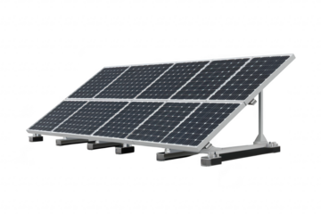 A modern solar panel array positioned on a clean surface. its sleek design and functionality. with a bright background highlighting renewable energy solutions