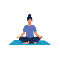 Person Meditating on Yoga Mat in Cross-Legged Pose, Mindfulness and Wellness Concept