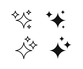 Shine icon set. Sparkle icons set. Twinkle stars collection. Shine star icons. Shining icon set. Vector illustration