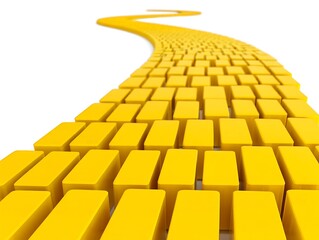 A vibrant yellow brick road illustration featuring a smooth curved pathway isolated on a clean white background, symbolizing travel, fantasy, creativity, and modern design with bold visual appeal.