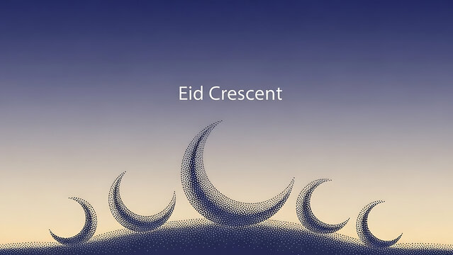 Celebrate Eid with elegant crescent moon design for greetings, banners, and social media posts - Powered by Adobe