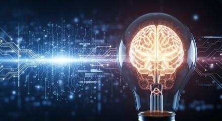 Illuminating Ideas Brain In Light Bulb Symbolizing Intelligence