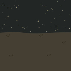 Illustration of Starry Night Sky Over Land