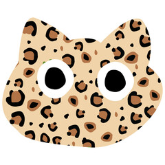 Cartoon Leopard Print Cat Head Illustration