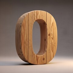 Wooden 3D Number Zero Design Decorative and Artistic Alphabet Element