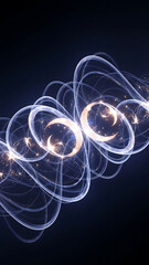 Elegant swirling light trails with moon accents create a dreamy, ethereal atmosphere design