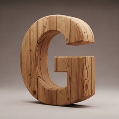 Realistic Wooden Textured Three Dimensional Letter G Alphabet Decoration