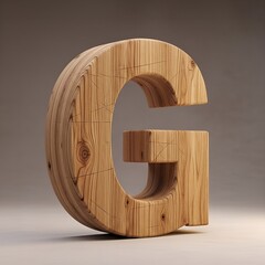 Realistic Wooden Texture Letter G Alphabet Design 3D Render Font