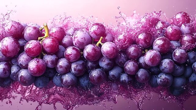 Fresh grapes splashing in vibrant pink background - Powered by Adobe