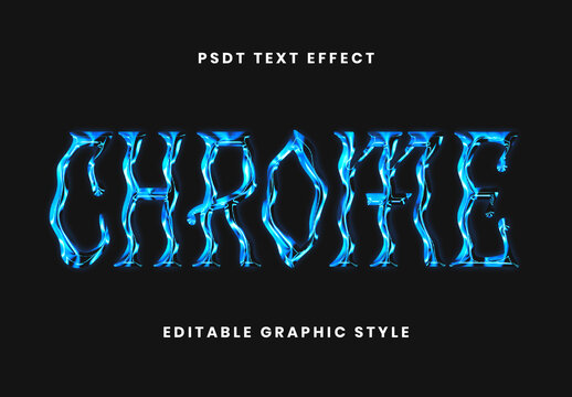 Blue Distorted Chrome Text Effect Liquid Shiny Font