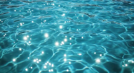 turquoise water surface with sparkling sunlight reflections, gentle ripples and a calm refreshing mood