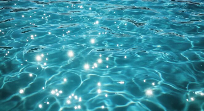 turquoise water surface with sparkling sunlight reflections, gentle ripples and a calm refreshing mood - Powered by Adobe