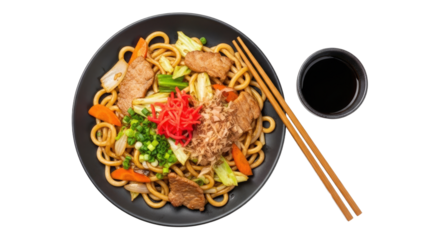 Delicious Asian Noodle Dish with Vegetables and Chicken.