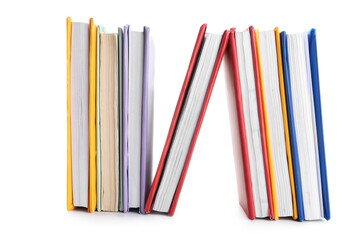 Colorful books isolated on white background