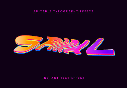 Colorful Layered Twist Text Effect Spiral Retro Bold Font