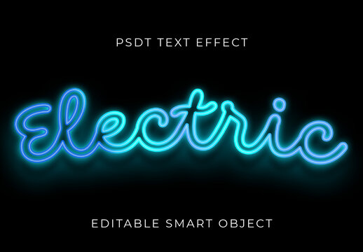 Cyan Neon Text Effect Script Glowing Light Font