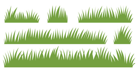 Green grass collection, nature grass silhoette